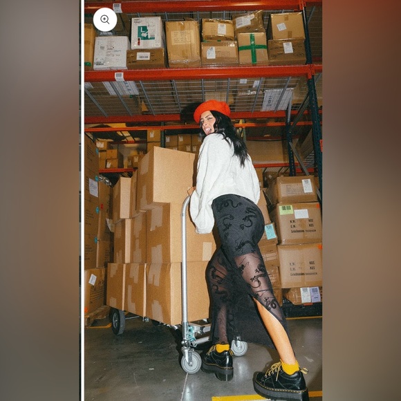 Dressed in LALA Enchantress Mesh Burnout Dragon Skirt - Black - Medium - Picture 2 of 6